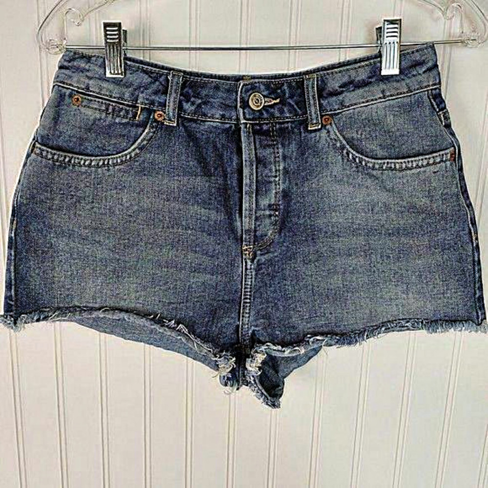 Topshop Moto Jean Shorts Women's Button Fly Size 8